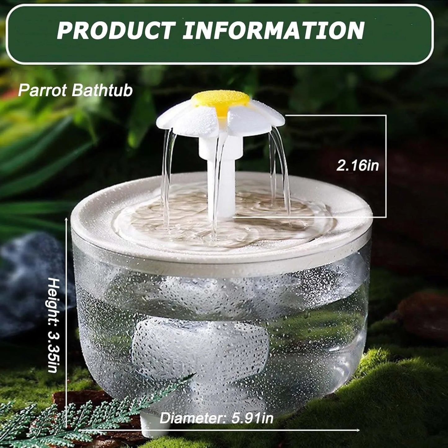 Bird Bath Fountain for Cages with Filter Pump