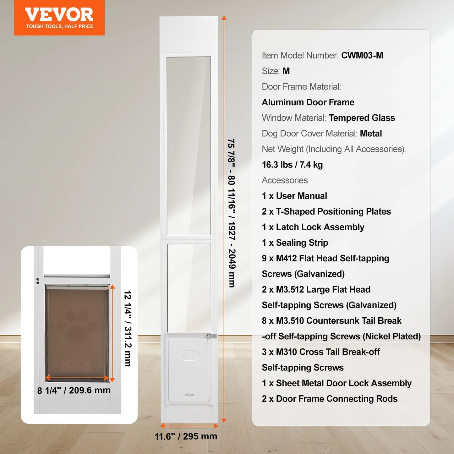 Adjustable Sliding Glass Pet Door
