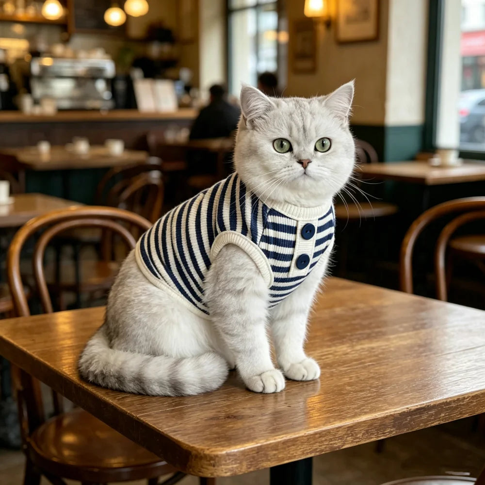 Striped Button Pet Shirt