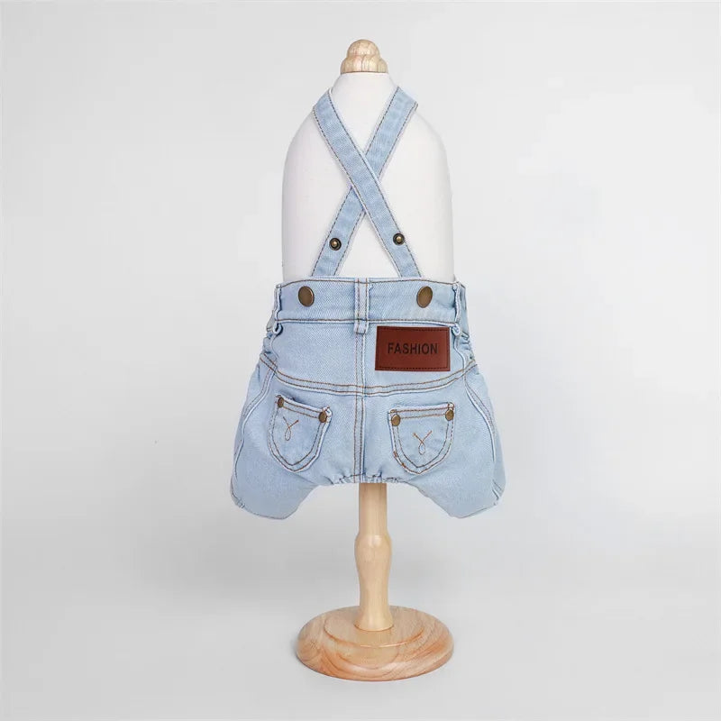 Dog & Cat Denim-Style Overalls