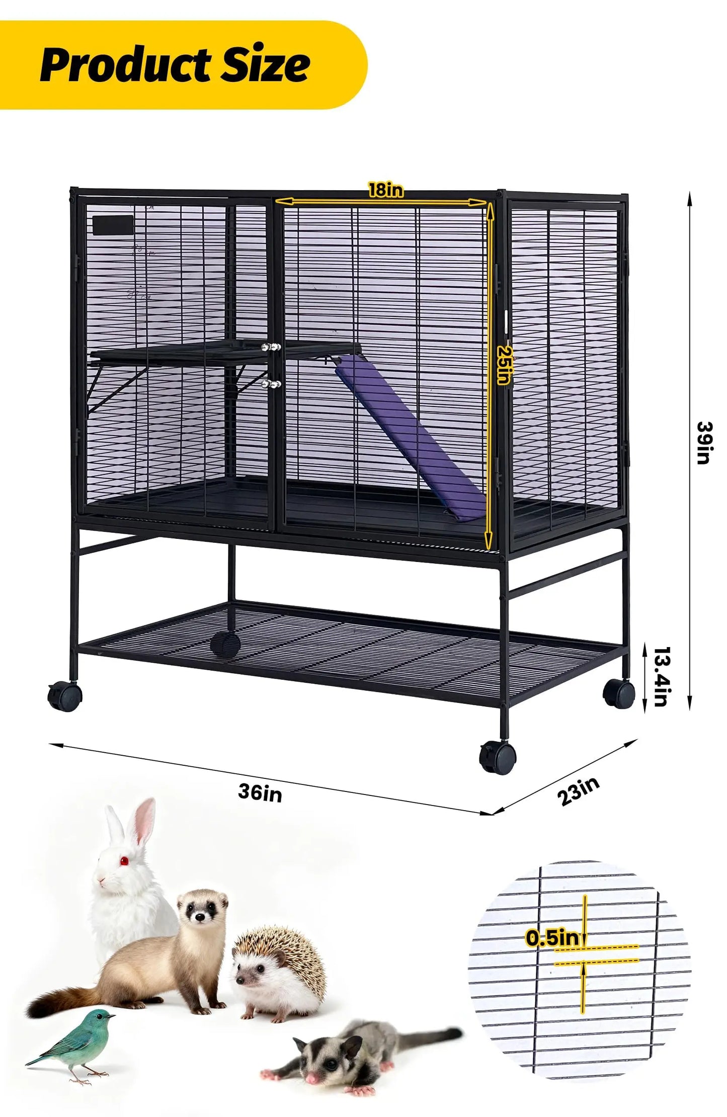 2-Tier Rolling Metal Ferret Cage