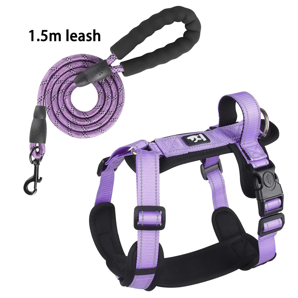 Reflective Adjustable Dog Harness with Optional Leash
