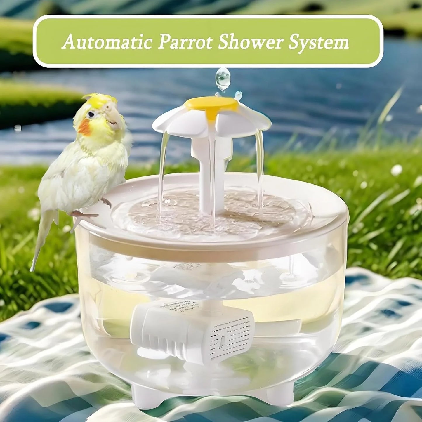 Bird Bath Fountain for Cages with Filter Pump