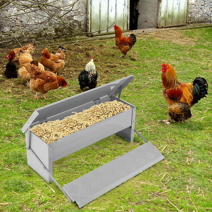 Metal Treadle Chicken Feeder - Rat Proof, No-Waste (11 lbs.)