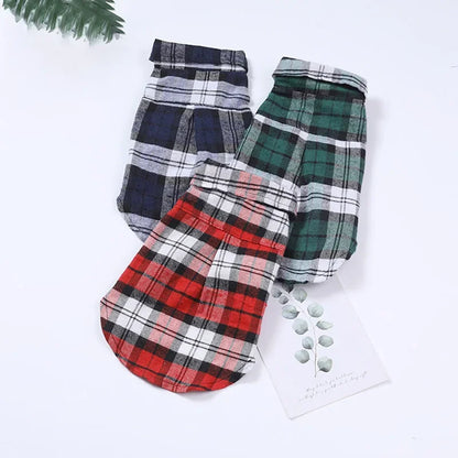British Style Plaid Pet Shirt