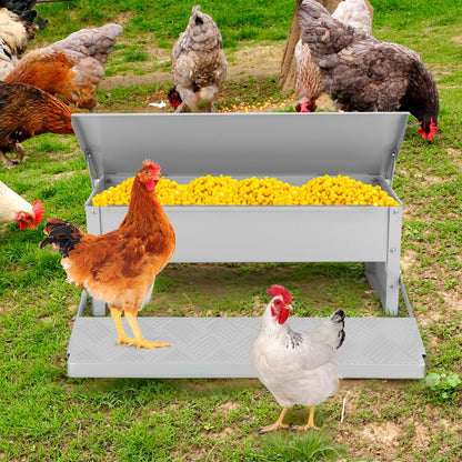 Metal Treadle Chicken Feeder - Rat Proof, No-Waste (11 lbs.)