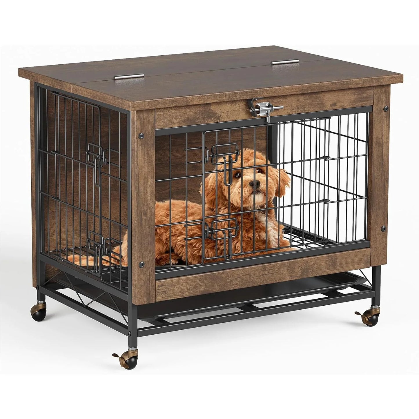 Rustic Dog Crate End Table 26in
