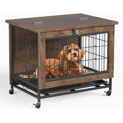 Rustic Dog Crate End Table 26in