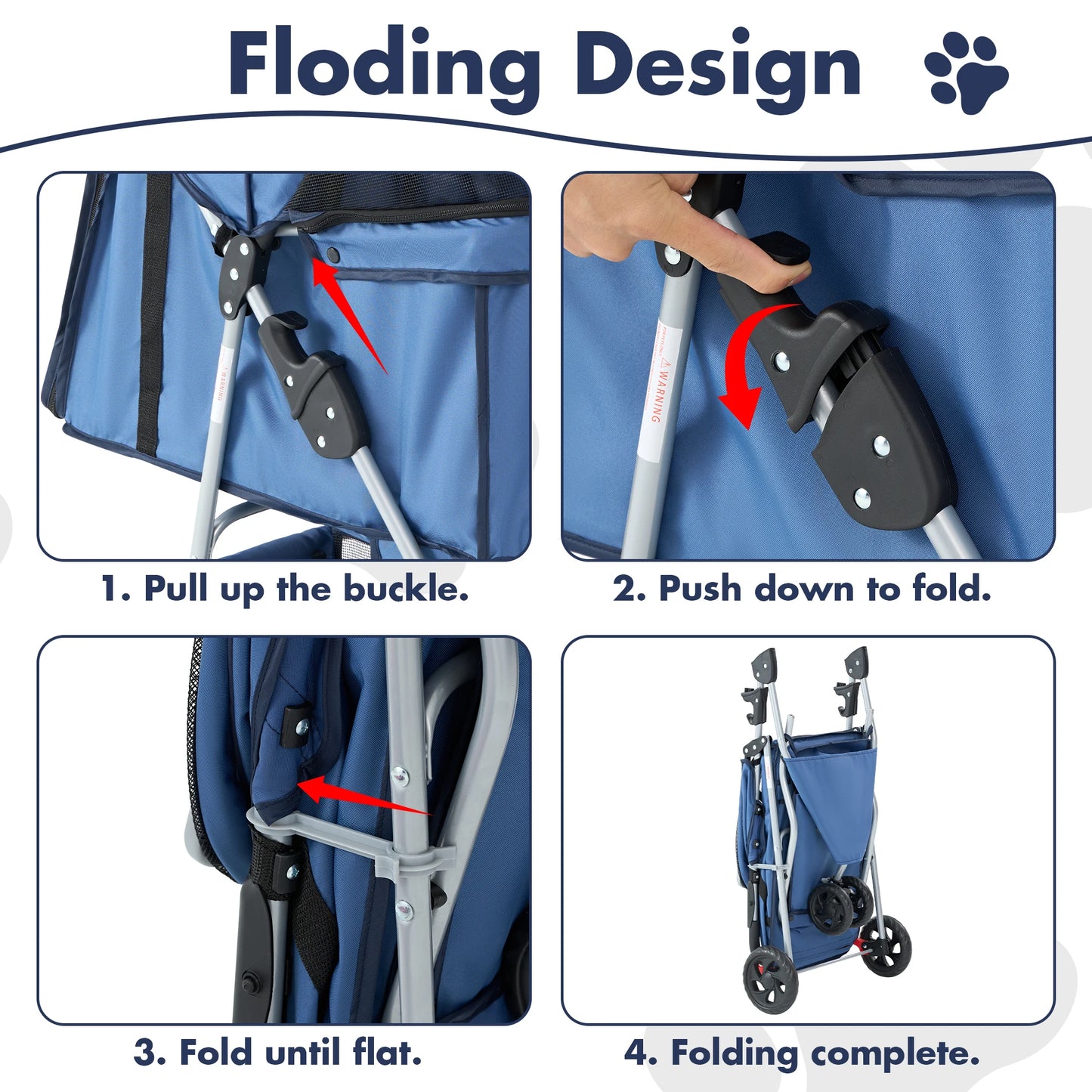 Foldable Pet Stroller for Small Dogs & Cats