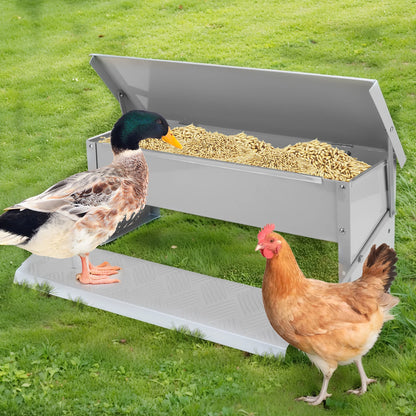 Metal Treadle Chicken Feeder - Rat Proof, No-Waste (11 lbs.)