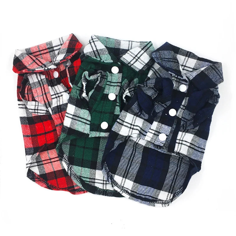 British Style Plaid Pet Shirt