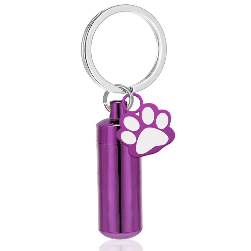 Pet Urn Keepsake Keychain, Paw Print Tag