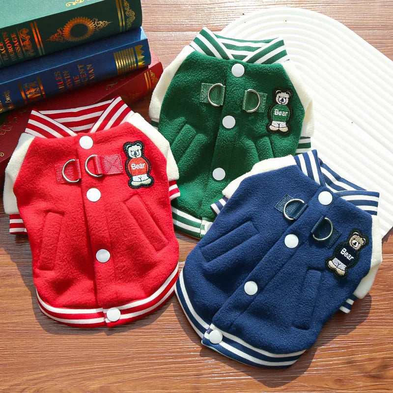 Cozy Fleece Dog Jacket with Built-In D-Ring