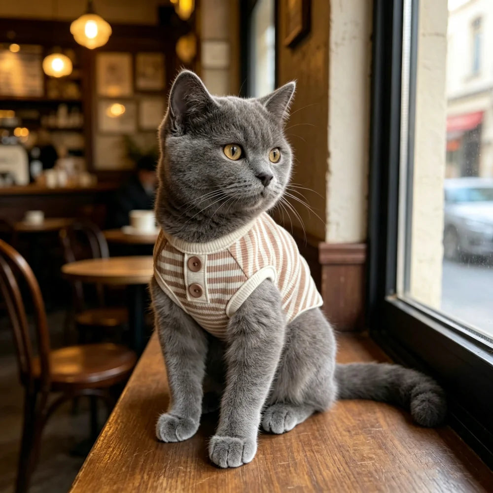 Striped Button Pet Shirt