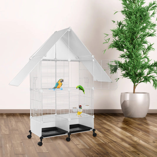 Large 2-Tier House-Shaped Bird Cage