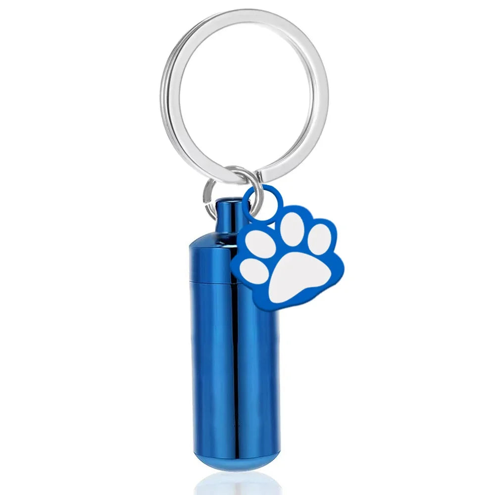 Pet Urn Keepsake Keychain, Paw Print Tag
