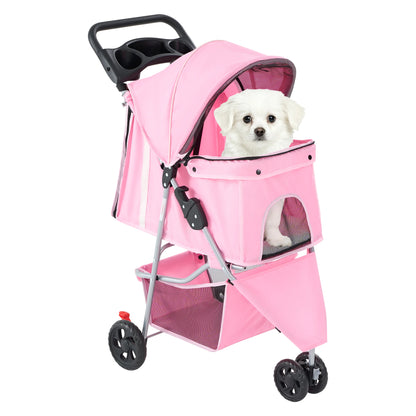 Foldable Pet Stroller for Small Dogs & Cats