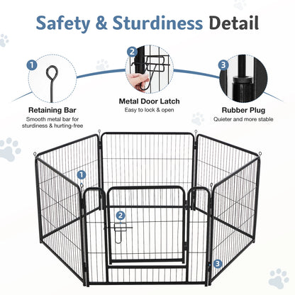 6-Panel Foldable Metal Pet Playpen