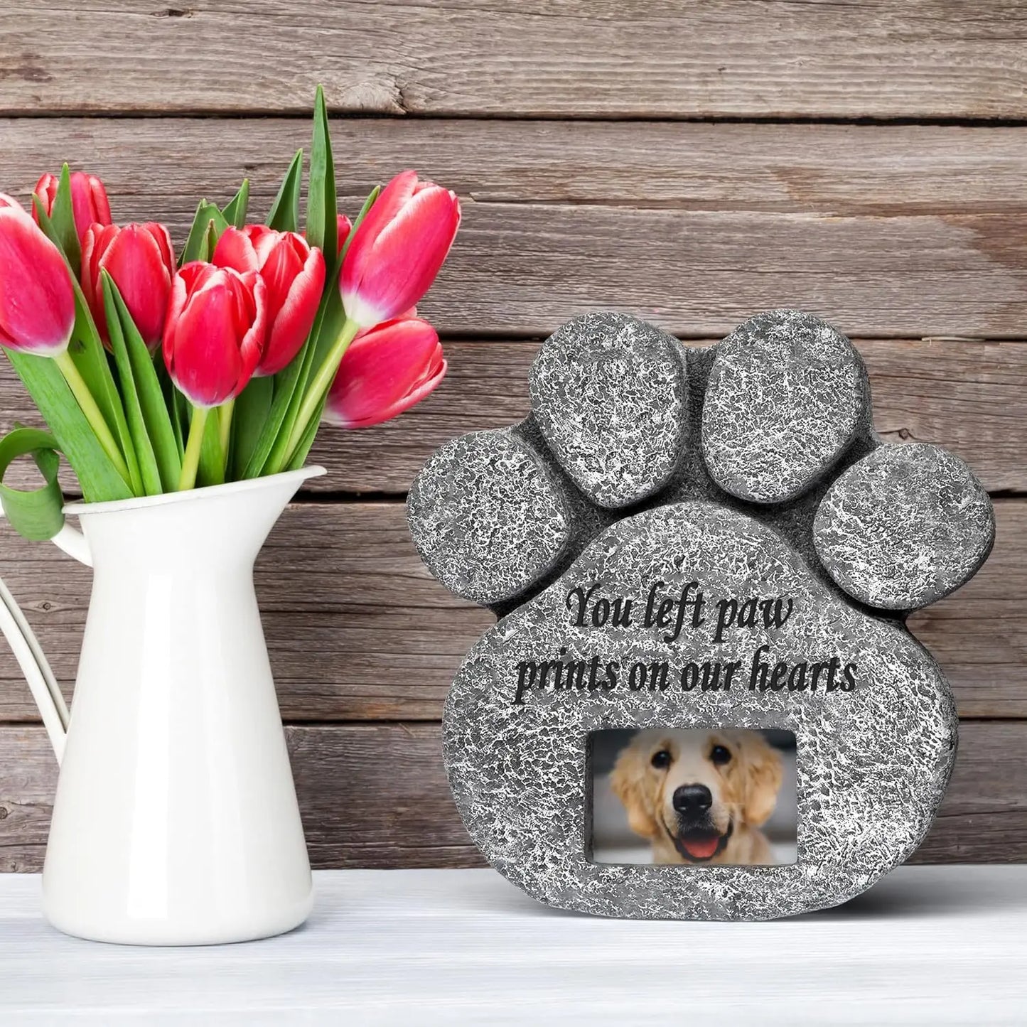 Pet Memorial Stone with Photo Frame Slot