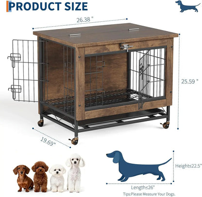 Rustic Dog Crate End Table 26in