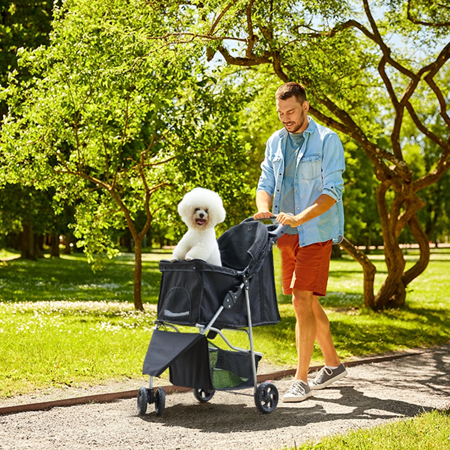 Foldable Pet Stroller for Small Dogs & Cats