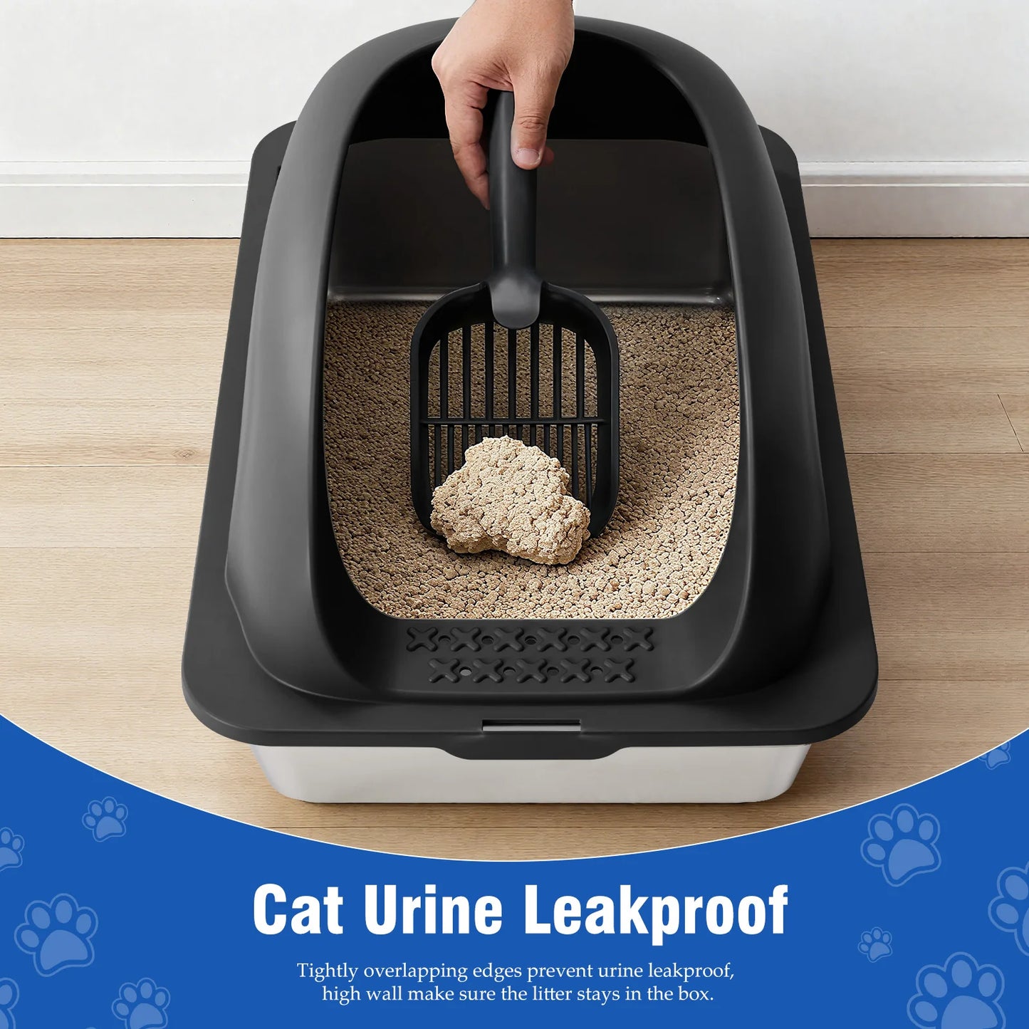 24-Inch Stainless Steel Cat Litter Box with Lid