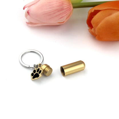 Pet Urn Keepsake Keychain, Paw Print Tag