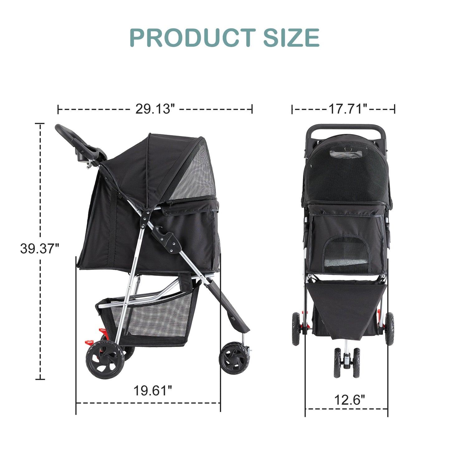 Foldable Pet Stroller for Small Dogs & Cats
