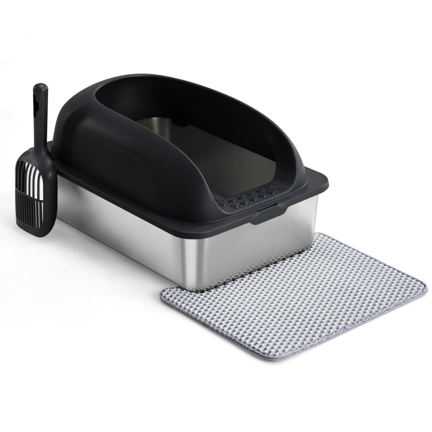 24-Inch Stainless Steel Cat Litter Box with Lid