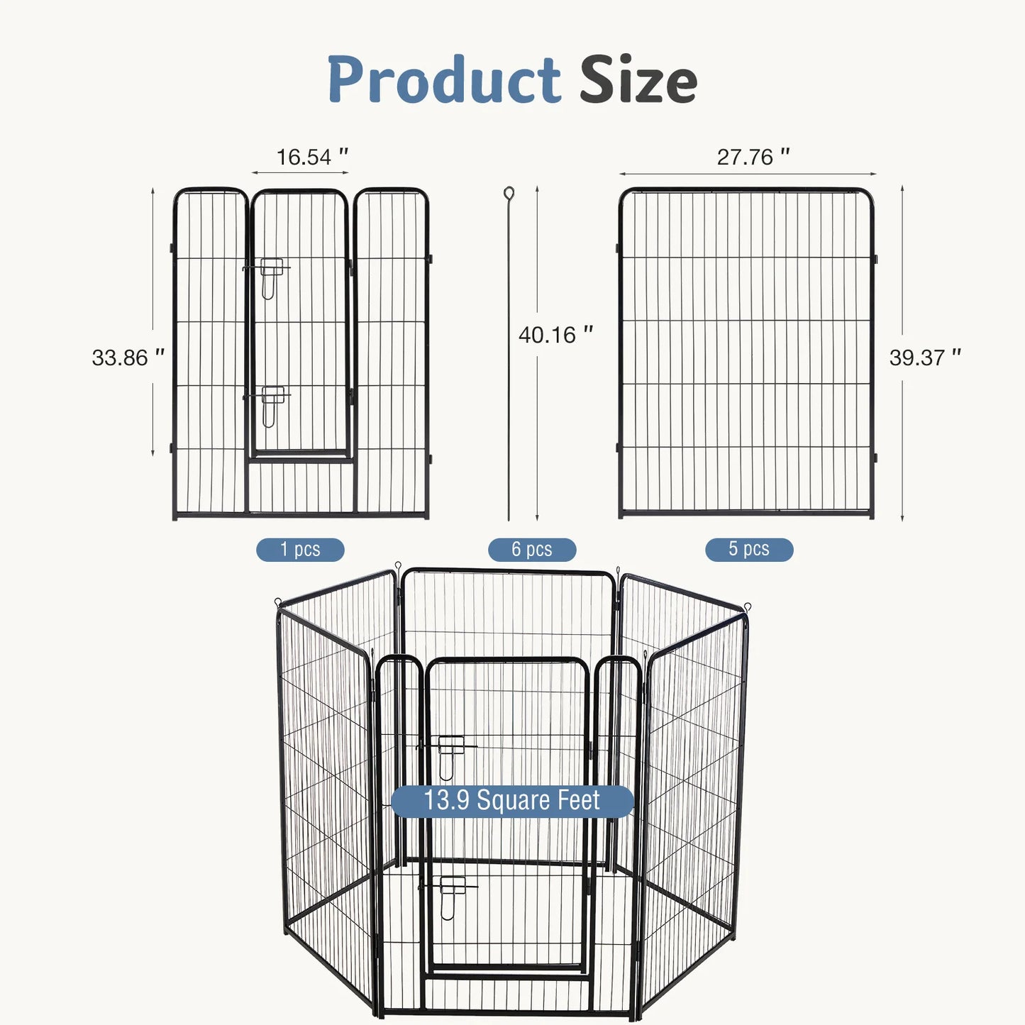 6-Panel Foldable Metal Pet Playpen