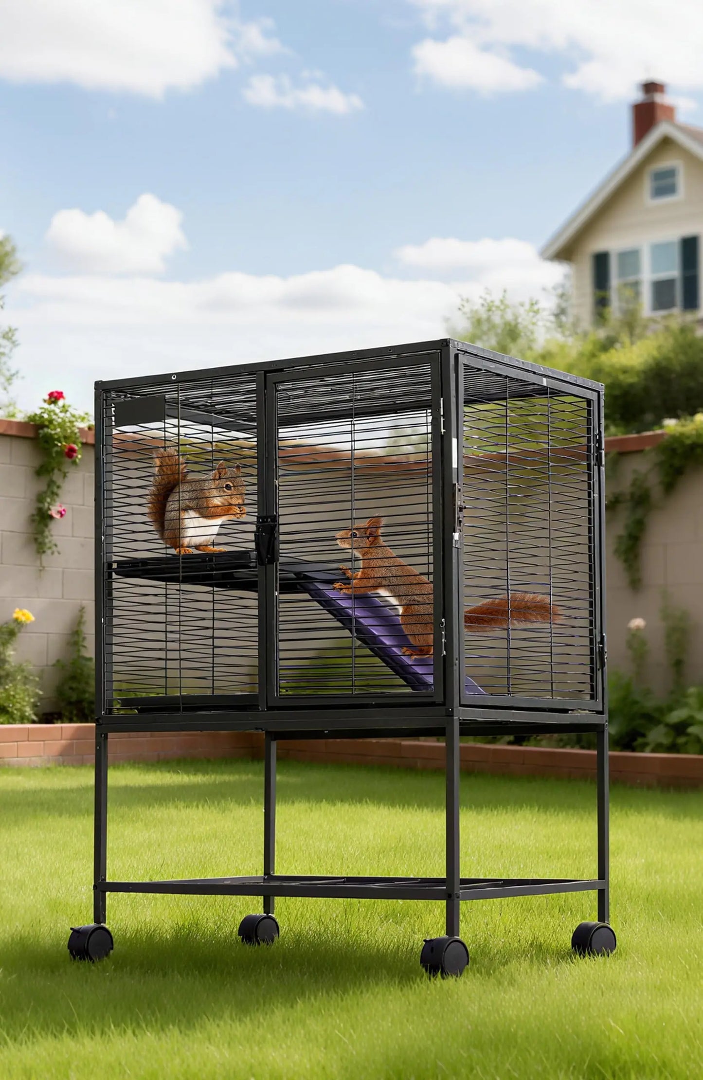 2-Tier Rolling Metal Ferret Cage