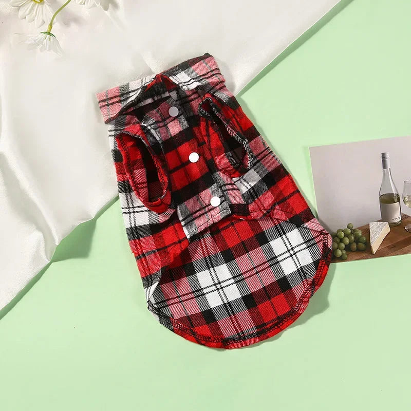 British Style Plaid Pet Shirt