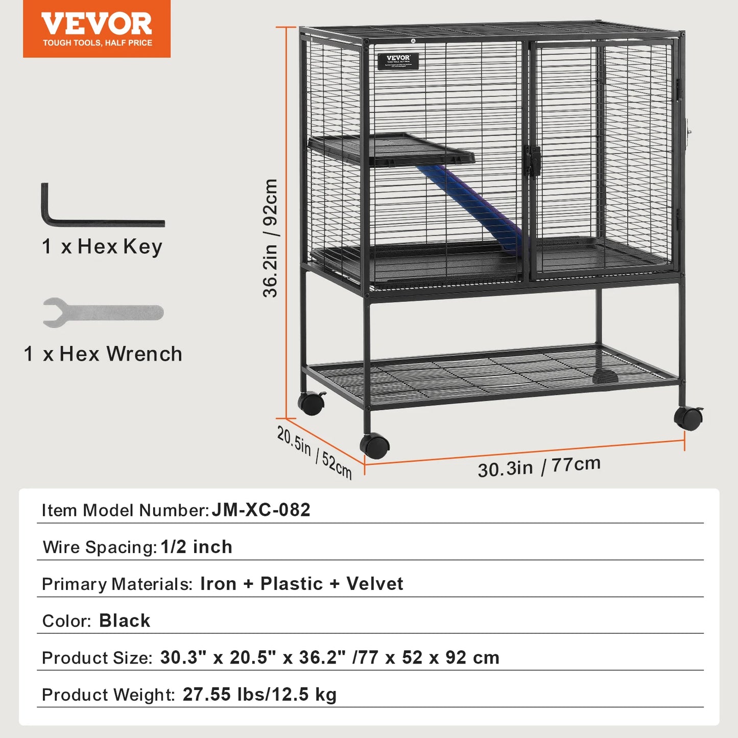 Rolling Ferret Cage with Ramps & Tray
