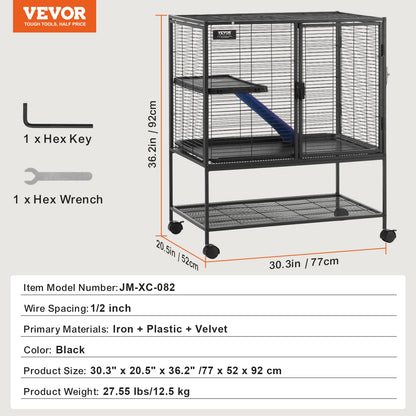 Rolling Ferret Cage with Ramps & Tray