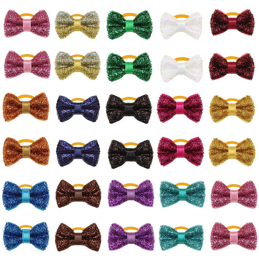 Dog Hair Bows with Rubber Bands (50/100 Pack)