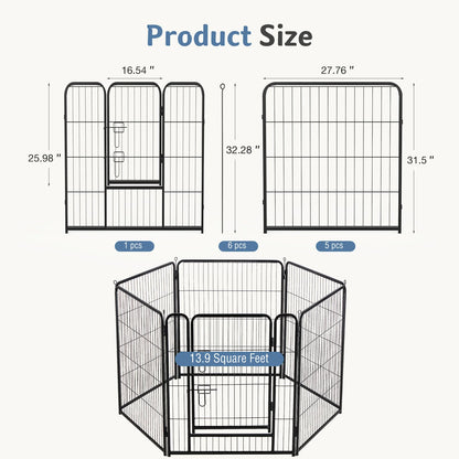 6-Panel Foldable Metal Pet Playpen