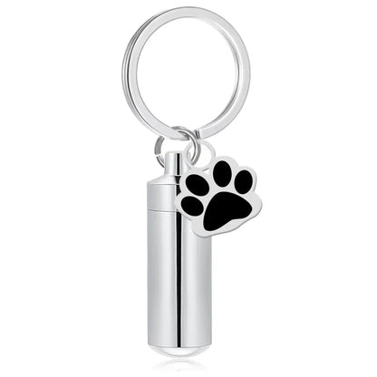 Pet Urn Keepsake Keychain, Paw Print Tag