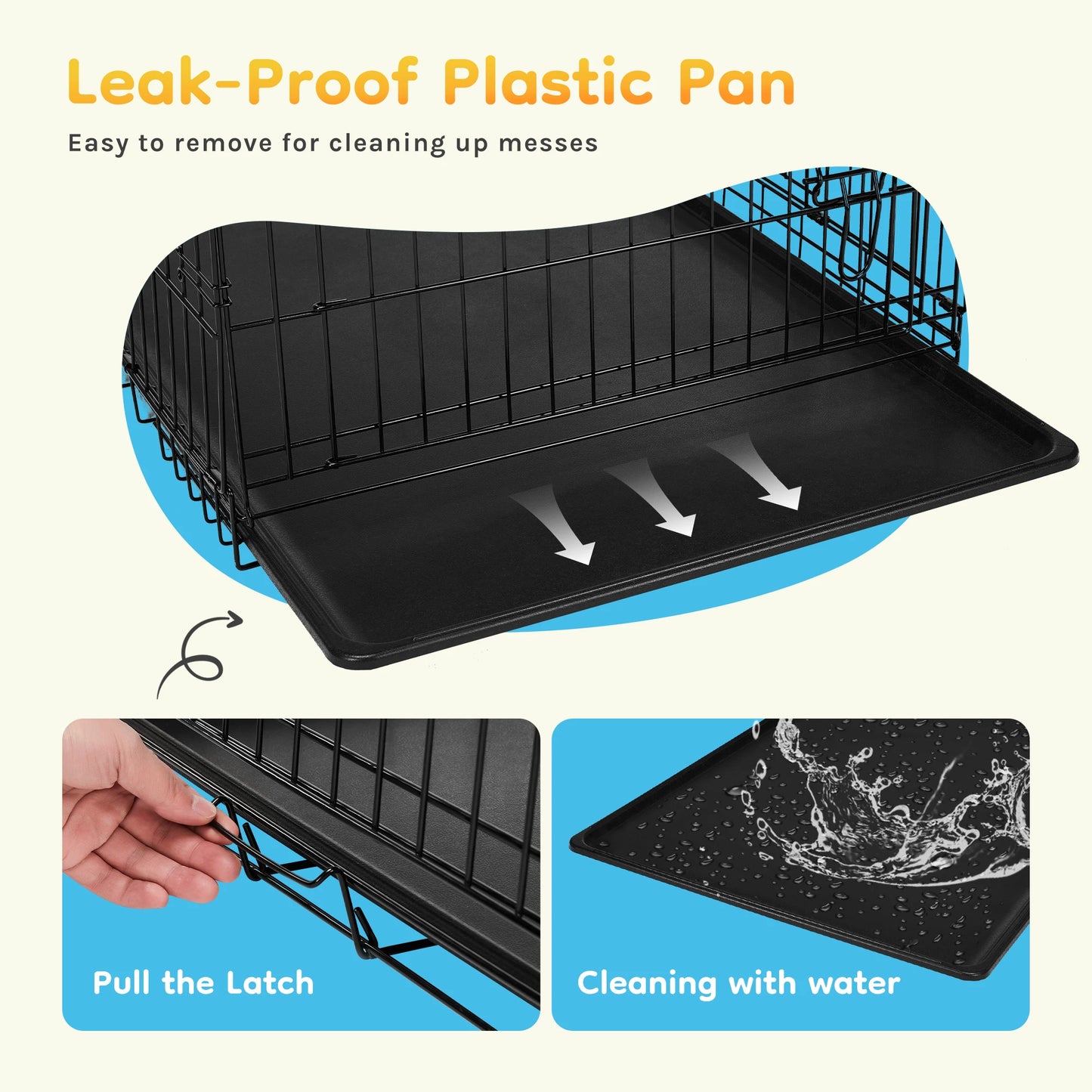 24-Inch Foldable Dog Crate with Tray