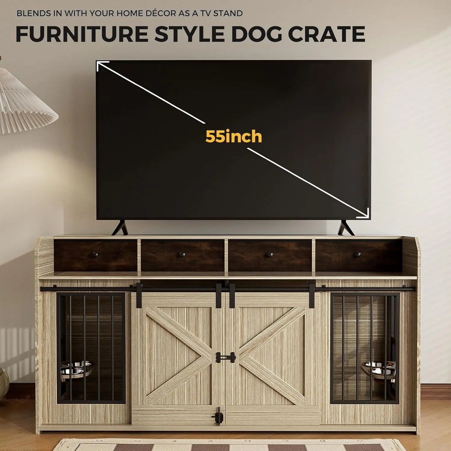 63" Double Dog Crate Furniture