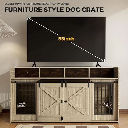 63" Double Dog Crate Furniture