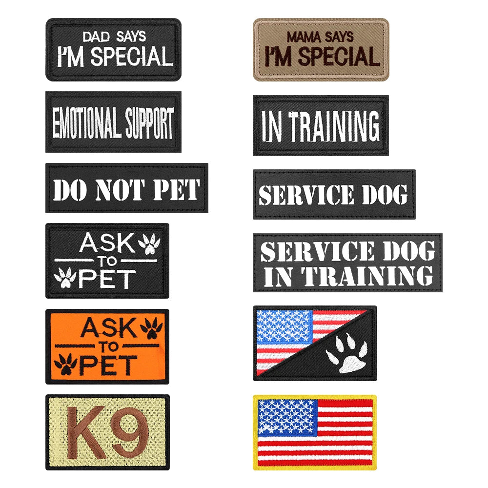 12-Piece Tactical Dog Patch Bundle for Harnesses & Vests