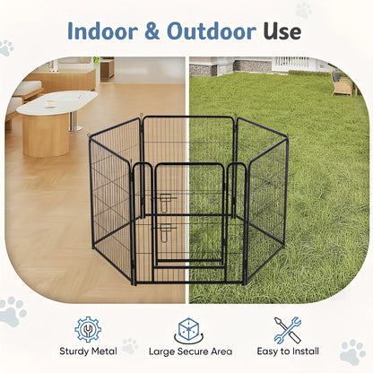 6-Panel Foldable Metal Pet Playpen