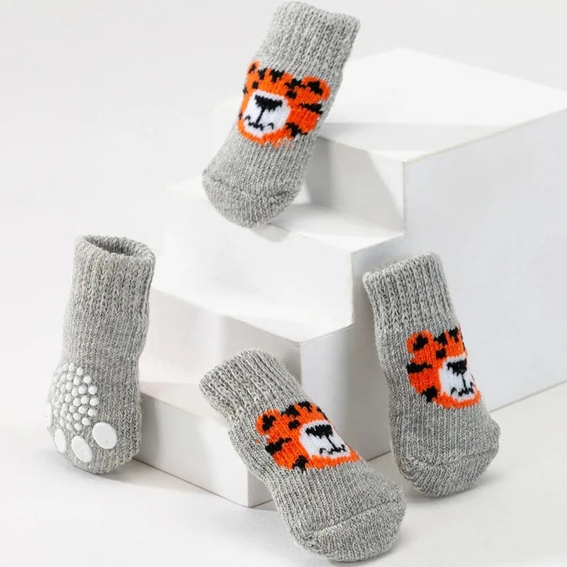 4-Pack Anti-Slip Pet Socks