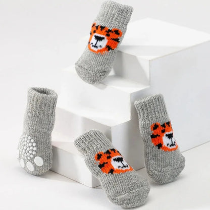 4-Pack Anti-Slip Pet Socks