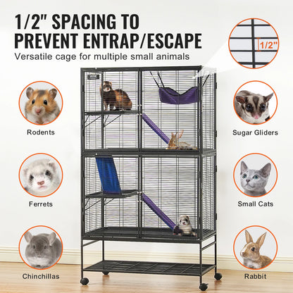 Rolling Ferret Cage with Ramps & Tray