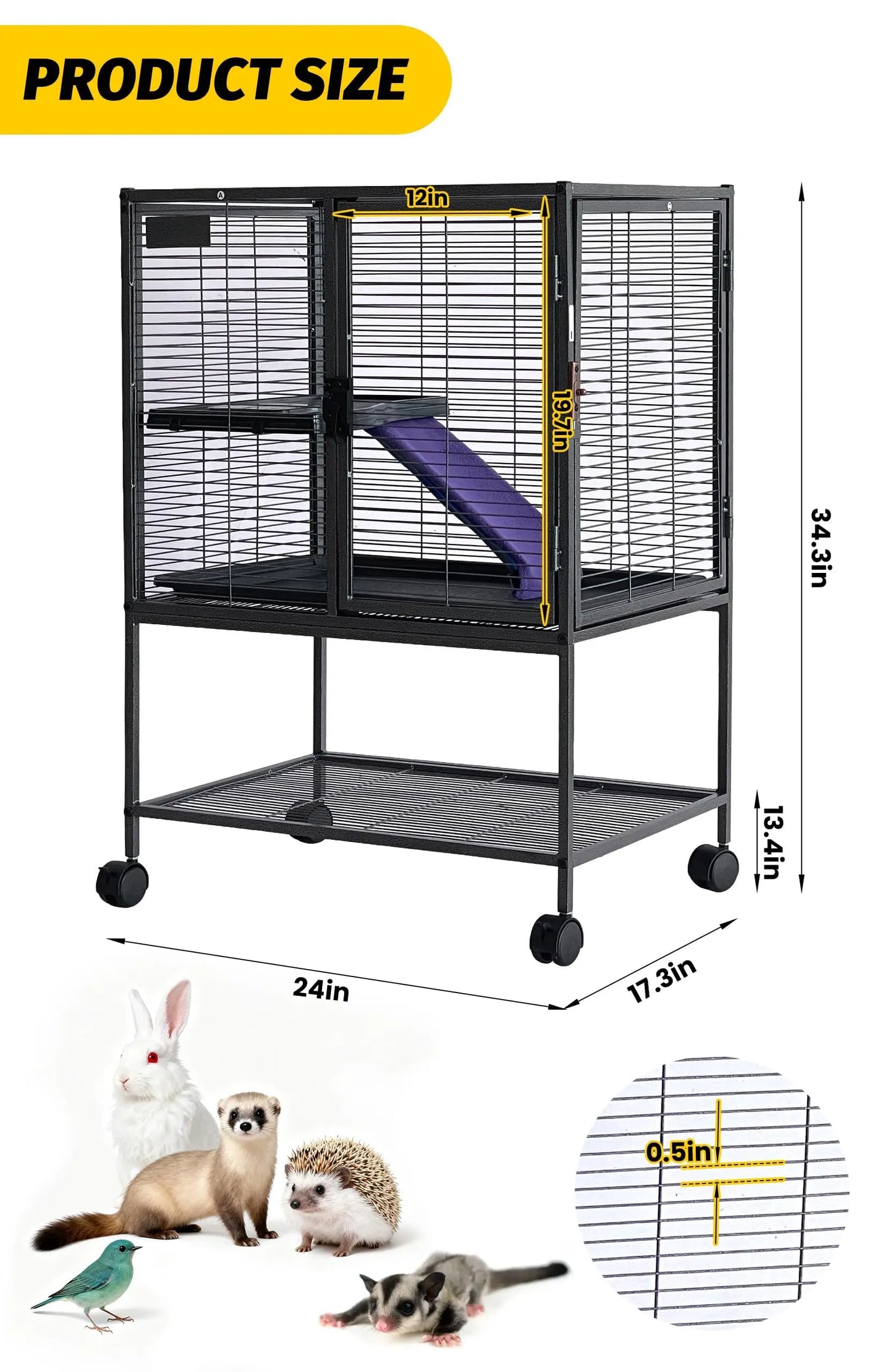 2-Tier Rolling Metal Ferret Cage