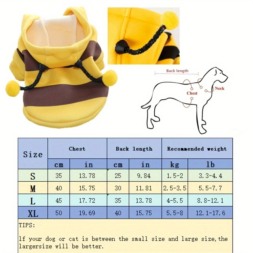 Cute Bee Pet Hoodie Costume