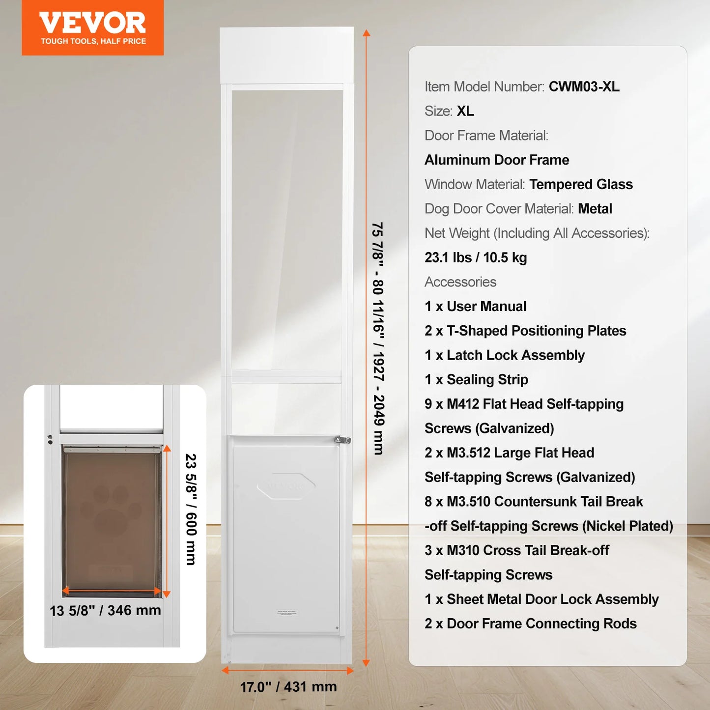 Adjustable Sliding Glass Pet Door