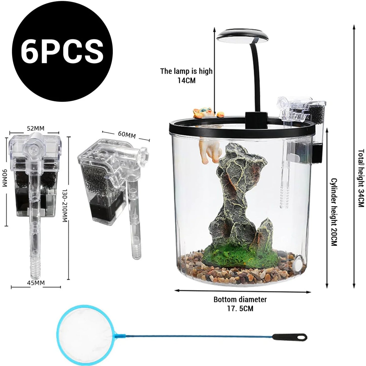 1.5 Gallon Fish Tank Starter Kit (6-Piece Kit)
