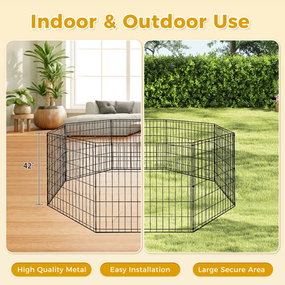 Foldable Metal Dog Playpen with Door (Indoor/Outdoor)